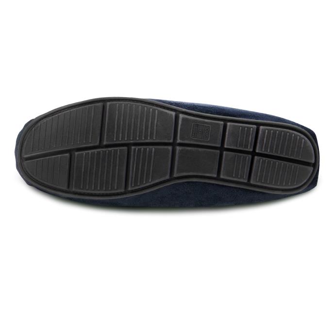 totes toasties® Mens Suedette Moccasin Slipper With Faux Fur Lining Navy Extra Image 6